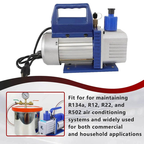 Heavy Duty Vacuum Pump For HVAC Systems 110V 4.5 CFM Single Stage One Third HP For R134a R12 R22 R502 Refrigerants Aluminum Shell With Base
