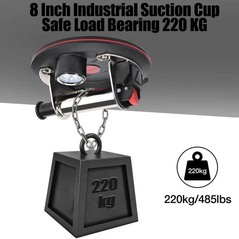 8 inch Beefed Up Heavy Duty Vacuum Suction Cup Lifter with 220 kg load capacity hanging weight
