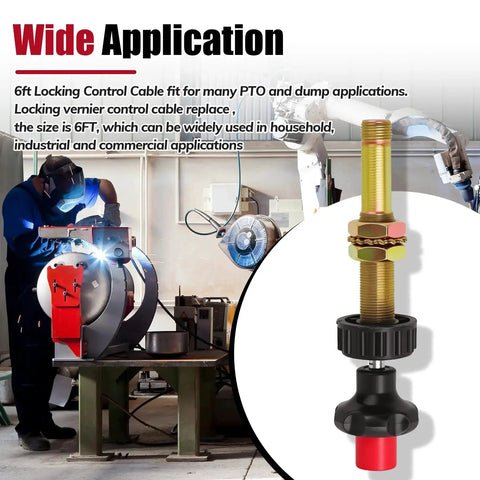 Heavy duty 6 ft Vernier Locking Throttle Cable red replacement, shown in industrial setting for precise control and smooth operation