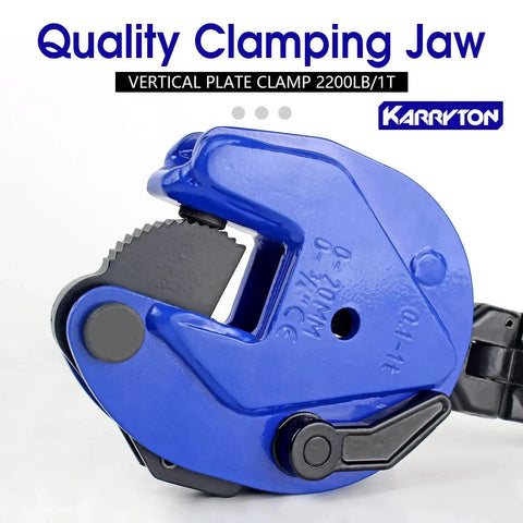 Heavy Duty Vertical Plate Clamp For Lifting And Transporting Steel Plates With 1 Ton Load Capacity 2200 Lb And A 0.8 Inch Jaw Opening