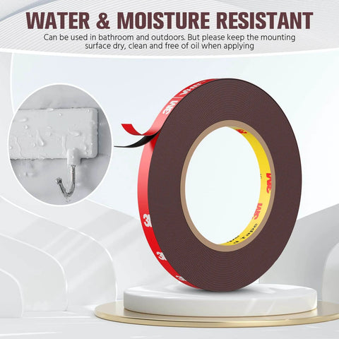Heavy Duty Double Sided Mounting Tape Waterproof Foam Tape 33 Feet Long 0.39 Inch Wide for LED Lights and Home Decor
