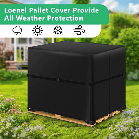 Black Zipper Pallet Cover 900D Heavy Duty Waterproof Pallet Cover Fits Large Pallets Up To 49.2 In By 41.33 In By 49.21 In