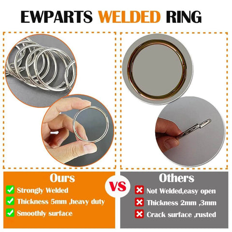 Comparison of Heavy Duty 2 Inch Macrame Rings Set Built Tough With Welded O Rings 50mm Outer Diameter 5mm Wire Thick to other rings.