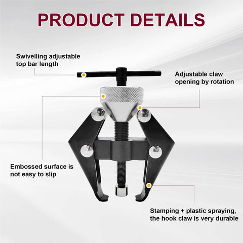Heavy Duty Battery Terminal And Wiper Arm Puller Kit with adjustable claw and embossed surface for easy arm removal.