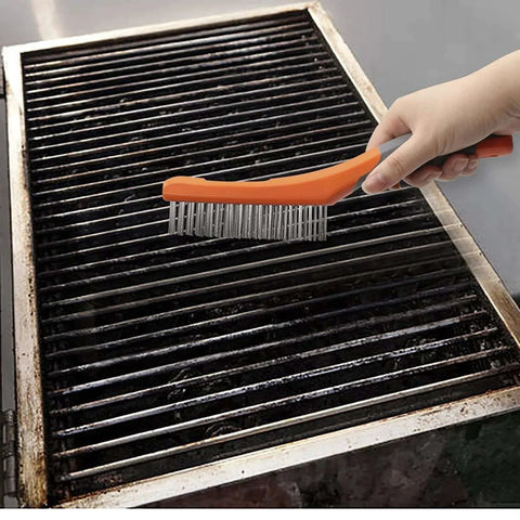 Wire Brush Set, Heavy Duty Stainless Steel and Carbon Steel Wire Brushes for Cleaning Rust on Grill with 10" Handle