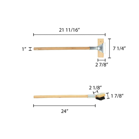 Dimensions of Heavy Duty Wire Brush with Scraper and Long Wood Handle, 27-Inch