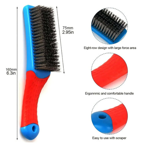 Heavy Duty Wire Brush for Cleaning, Dense Steel Brush with Handle, Ideal for Rust Removal and Home Kitchen Use