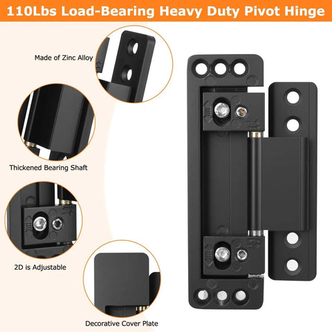 Slim Concealed Hidden Door Hinges 2Pack Heavy Duty Adjustable Invisible Hinge Kit For Secret Doors Bookcase Shelf And Murphy Doors