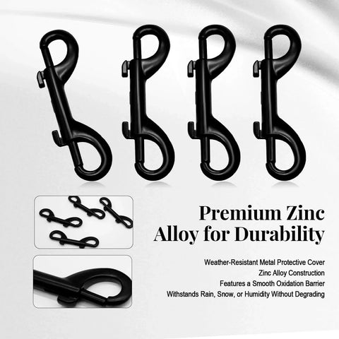 Heavy Duty Double Ended Snap Hooks 3.5 Inch Zinc Alloy Trigger Clips With Stainless Steel Spring 110 Lb Load for Versatile Use