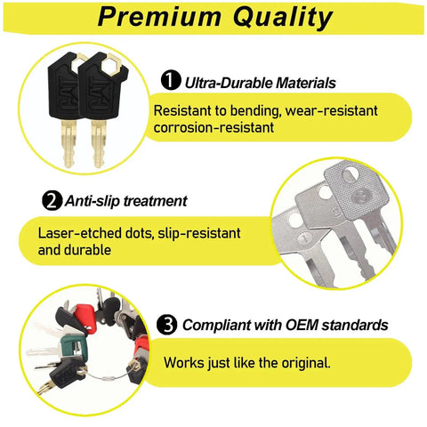 16 Piece Heavy Equipment Master Keys Set with durable, anti-slip construction and OEM standards for excavators and more