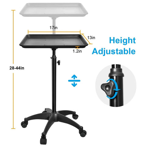 Salon Rolling Tray Cart With Height Adjustable Aluminum Tray Premium Mobile Tattoo Styling Trolley for Beauty Spa Clinic