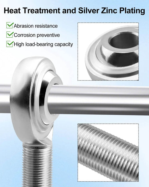 Right hand 3/4 inch Heim joint rod end with jam nut, showcasing 5/8 inch bore, carbon steel, zinc finish, for heavy duty applications.