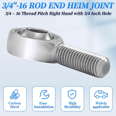 3/4 inch Heim Joint Rod End Bearing with jam nut, right hand 3/4-16 thread chromoly panhard rod end, visible on white background