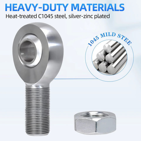 5/8 Heim Joint Rod End Bearing with Jam Nut, RH 5/8-18 Thread x 0.625 Bore Chromoly close-up of heavy-duty materials