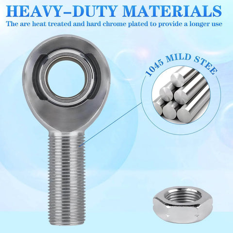 5/8" Heim Joint Rod End Bearing w/Jam Nut,LH and RH 5/8"-18 Thread x 0.625" Bore Chromoly Panhard Rod End Kit close-up view
