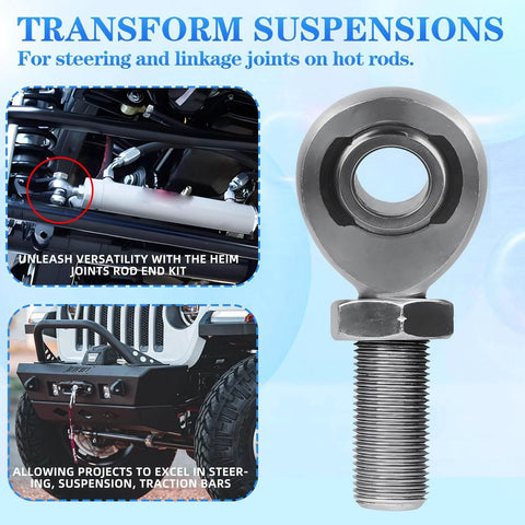 5/8" Heim Joint Rod End Bearing w/Jam Nut, LH and RH 5/8"-18 Thread x 0.625" Bore Chromoly Panhard Rod End Kit for Suspension