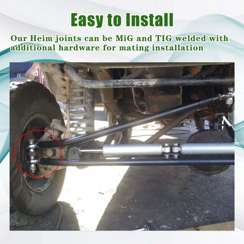 Installed 3/4 Heim Joint Rod End Kit with Right and Left Hand Threads, 750 Bore Chromoly 2 Link Set on vehicle suspension.