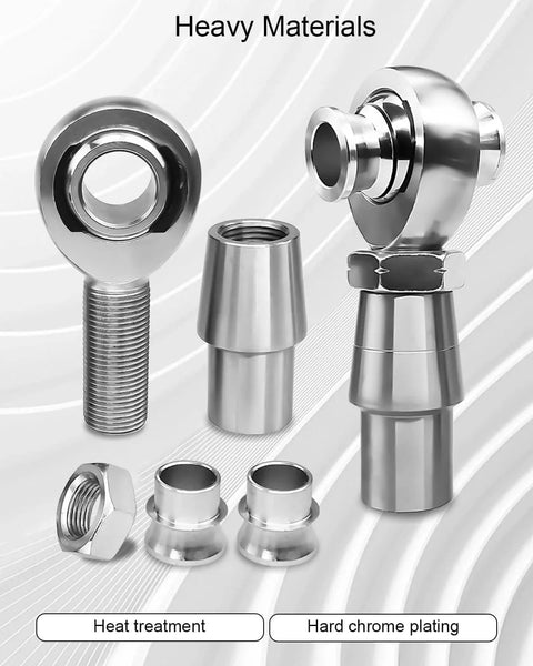 3/4 Heim Joint Rod End Kit with Left and Right Hand Threads, 2 Link 750 Chromoly Panhard Rod End Set components displayed