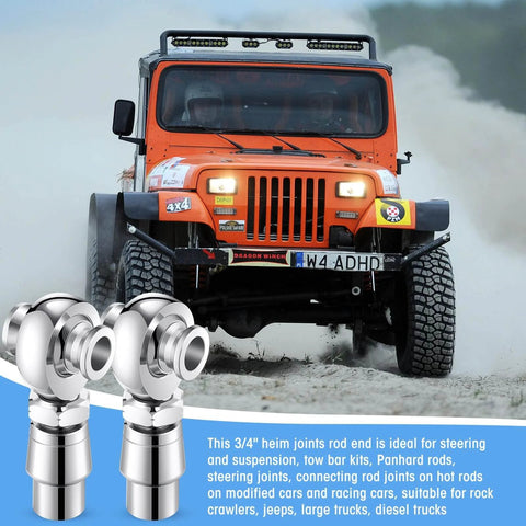 8 pcs 3/4 inch Heim Joint Rod End Kit shown with off-road vehicle