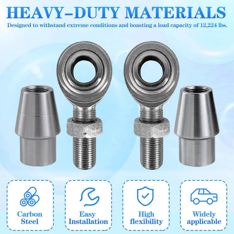 1/2 x 1/2-20 Heim joint rod end kit, chromoly joints with zinc plated finish, shown with spacers and adapters for linkage builds
