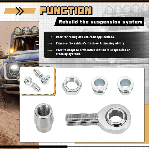Function of 3/4 Heim Joints Rod End Kit with Right & Left Hand Threads, 750 Bore Chromoly Panhard Setup, Tube Adapters, and Jam Nuts