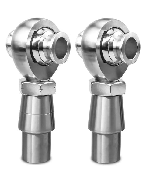 3/4 Heim Joint Rod End Kit with Left and Right Hand Threads, 2 Link 750 Chromoly Panhard Rod End Set, shown in steel finish