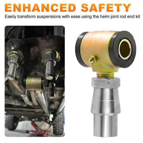 5/8-18 Heim Joint Rod End Kit with chromoly rod ends, left and right hand thread, polyurethane bushings, in suspension setup