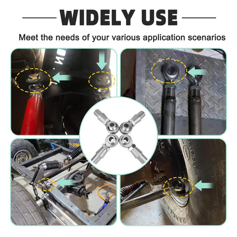 3/4 Heim Joint Rod End Kit with Left and Right Hand Threads, .750 Chromoly Panhard Joints Set installed in vehicle suspension