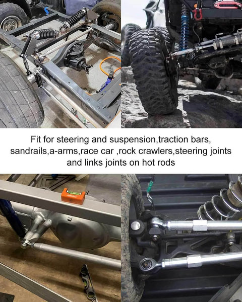 1/2 inch Heim joint rod end kit with jam nuts, left and right hand thread chromoly panhard bar joints in steering setup