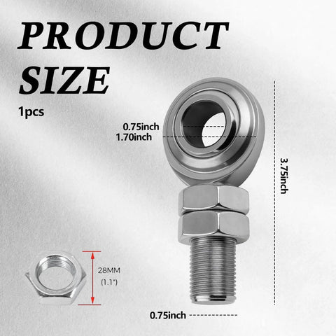 Diagram of 3/4 Heim Joint Steering Shaft Kit with Right Hand Thread, Stainless Steel 3/4-16 Rod End Bearing with Dual Nuts