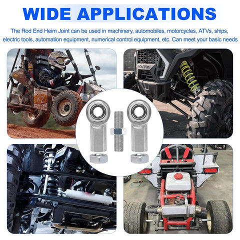 Adjustable 3/8-24 Thread Turnbuckle with 3/8 Bore Heim Joints Rod End Set, seen in various machinery applications