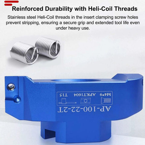 Pro Grade 90 Degree Dual Insert CNC Fly Cutter For BT FMB22 Tool Holder For Metal Face Milling And Aluminum Surface Finishing with stainless steel Heli-Coil threads.