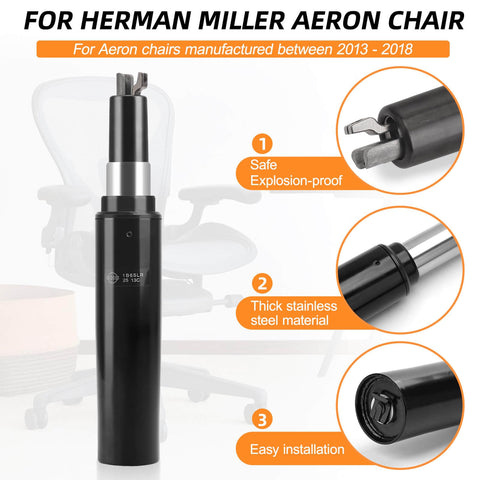 ✝️ Heavy Duty Gas Lift Cylinder for Herman Miller Aeron Chair, 4 Hydraulic Piston with 500 lbs, Part #7 1B65LR, shown with features
