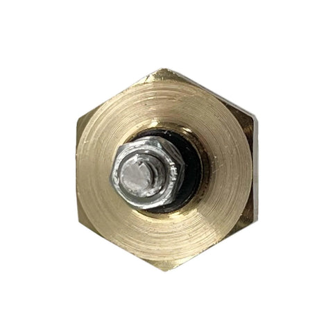 Brass hex nut for engine coolant temperature sensor mounting, top view