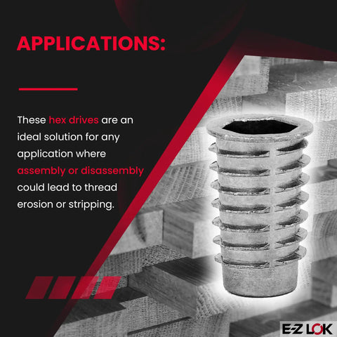 Soft Wood Threaded Inserts 3/8-16 Internal Threads Hex Flange Zinc 25mm Long Pack Of 25 for furniture and projects