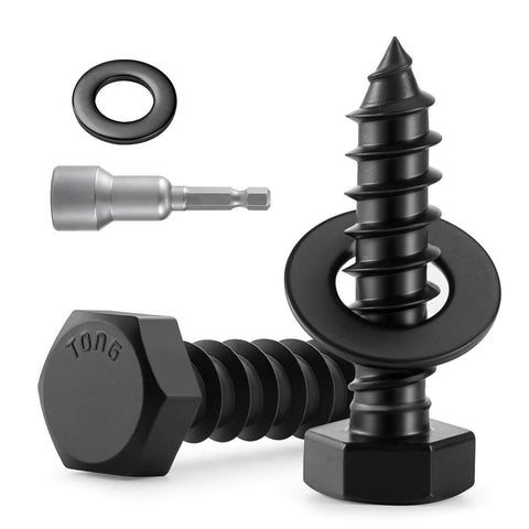 21 Sets 5/16 x 1-1/4 Hex Head Lag Screws with Flat Washers, 304 Stainless Steel 18-8 Black Zinc Plated Heavy Duty Lag Bolts for Wood