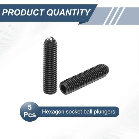 5 Pack M10 X 40mm Screw Thread Ball Plungers With Hex Socket High Carbon Steel Spring Plungers For Lubrication And Pneumatic Tools Ball Plunger Diameter 5mm 20 To 60N Spring Load Black Finish