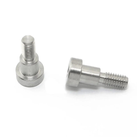 Two Heavy Duty Hex Socket Shoulder Bolts 4 Pack For Injection Molding And Machinery Use Pro Bamboo Kitchen 304 Stainless Steel, close-up view.