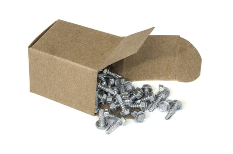 #8 x 1/2 Inch Hex Washer Head Self Drilling Tek Screws, Zinc Plated Steel Sheet Metal Screws for Metal to Metal Fastening, Box of 100