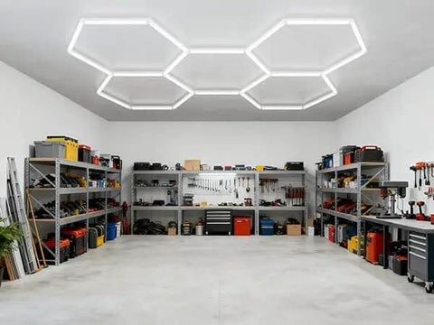 Hexagon LED Garage Light Fixture Dope Bright 6500K 156W 17280LM For Garage Ceiling Workshop Basement Gym Carport Hobby Shop 5 Grid