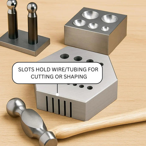 Heavy Duty Hexagonal Steel Riveting Block For Precision Riveting And Staking Bench Wizard Quality 2 Inch Across Corners With 15 Holes