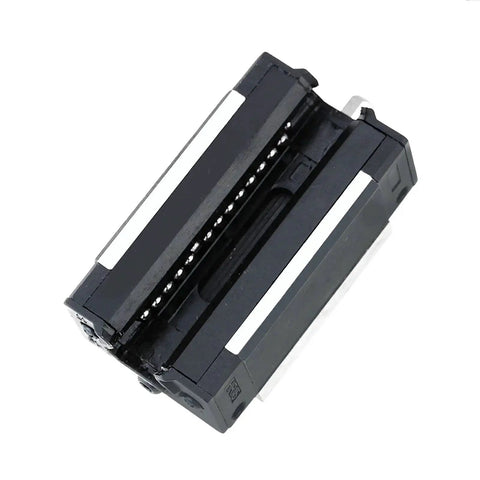 Block Carriage HGH20CA for HGR20 linear slide rail, industrial bearing steel, heavy-duty CNC machine component, top view.