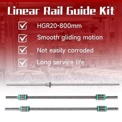 ✝️ 2 pcs hgr20-800mm linear rail 1pcs sfu1605 ballscrew bf12/bk12 blocks for cnc diy, smooth motion kit, corrosion-resistant