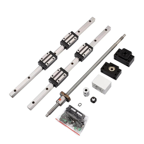 2pcs 500mm hgr20 linear guide rail with 4 bearing block, 1pcs 500mm sfu1204 ball screw with metal deflector ball screw nut set