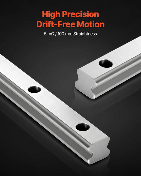 Close-up view of HGR20 Linear Rail Kit, featuring two precision 600mm rails for CNC routers, lathes, milling machines, and 3D printers.