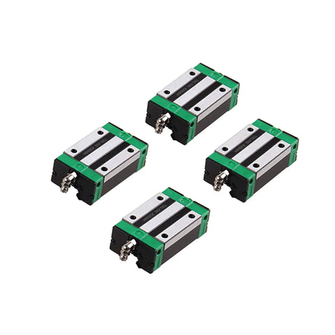 Four slide blocks from Two 700mm HGR20 Linear Guide Rails With RM1605 700mm Ballscrew Kit for DIY CNC Routers, Lathes, Mills
