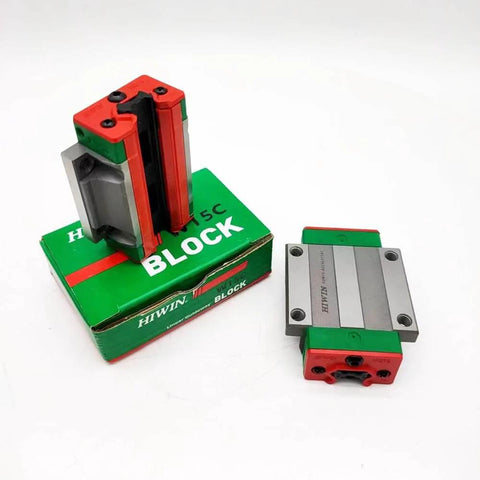 HGW15CC HIWIN Linear Block for HGW15 Linear Motion Slider Rail Guide shown with packaging, ideal for CNC axis motion setup