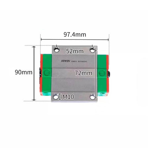 Top view of ✝️ HGW30CC HIWIN Linear Block for HGW30 Linear Motion Slider Rail Guide Linear Bearing showing dimensions and bolt holes