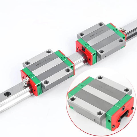 HGW35CC HIWIN Linear Block for HGW35 Linear Motion Slider Rail Guide Linear Bearing shown on rail, 1-pack for CNC motion precision