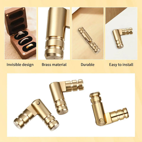 Hidden Brass Hinges 20 Pack 20x4mm Concealed Hinge Set, solid brass invisible hinges for jewelry boxes and small woodworking projects